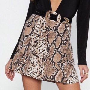 Snake print button down skirt